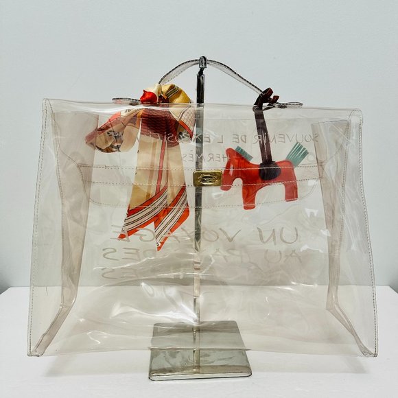 AUTHENTIC HERMES VINTAGE VINYL KELLY BAG LIMITED EDITION WITH BAG CHARM TWILLY - Picture 5 of 15